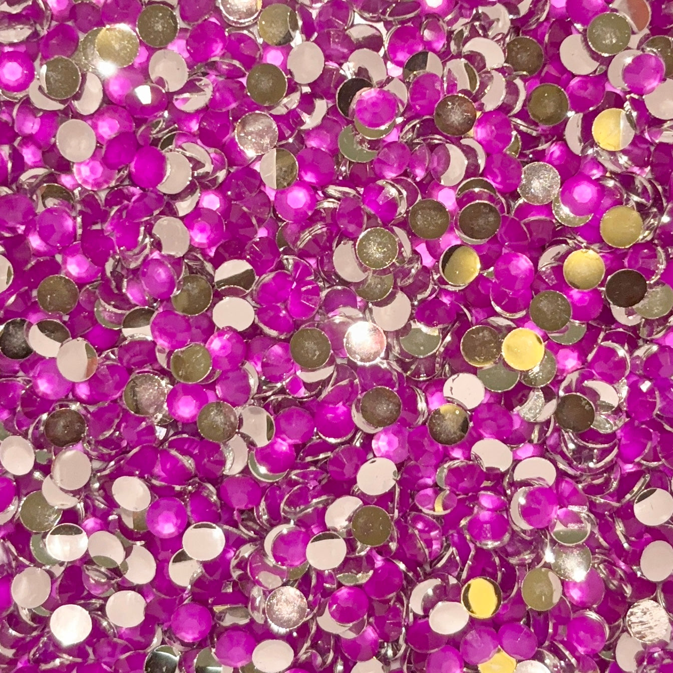 Neon Purple Silver Bottom Rhinestones - 5mm