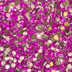 Neon Purple Silver Bottom Rhinestones - 5mm