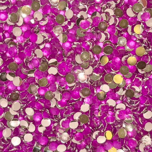 Neon Purple Silver Bottom Rhinestones - 5mm