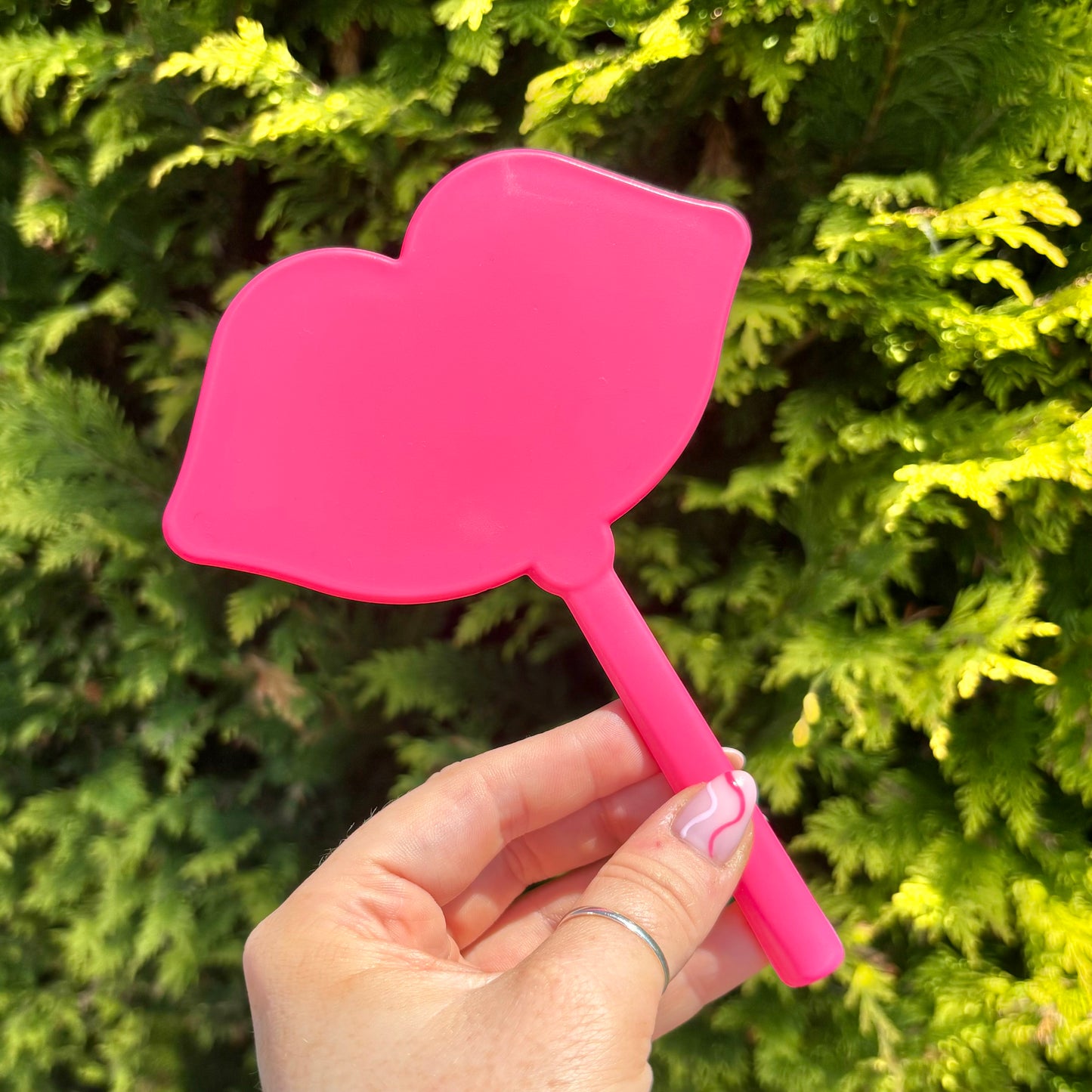 Hand Held Lip Shape Mirror
