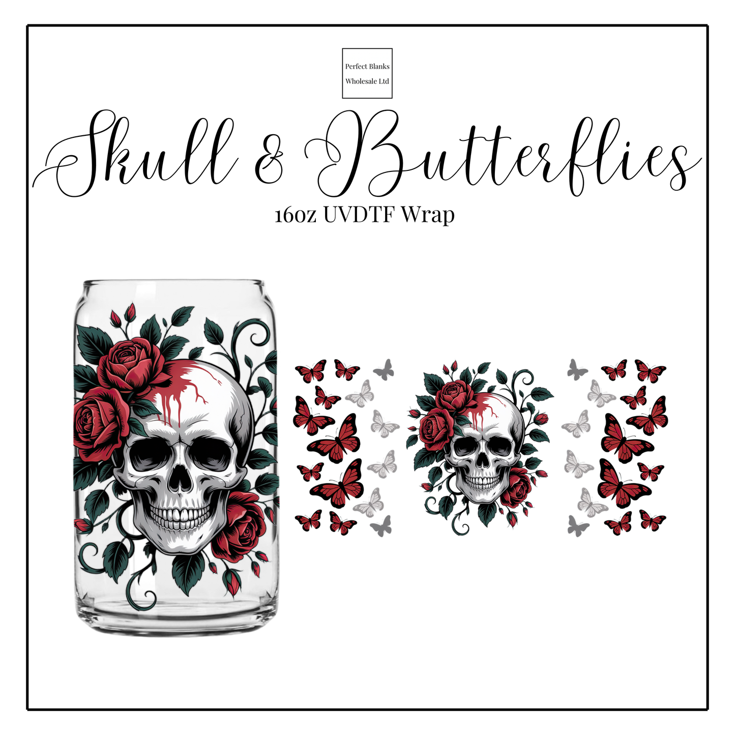 Skull & Butterflies 16oz UVDTF