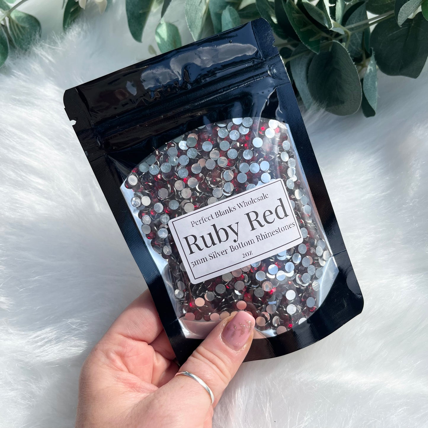 Ruby Silver Bottom Rhinestones - 5mm