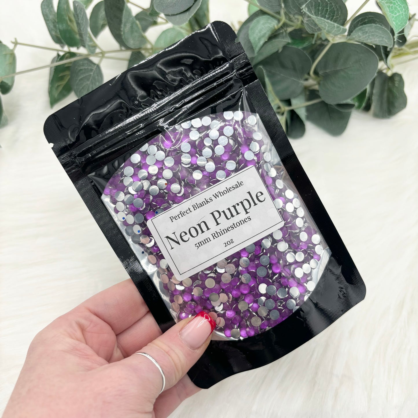 Neon Purple Silver Bottom Rhinestones - 5mm