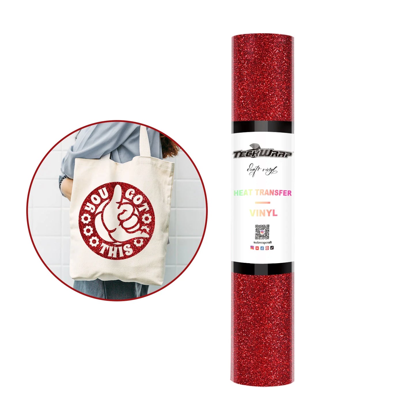 Teckwrap Glitter Red HTV - 5ft