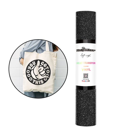 Teckwrap Glitter Black HTV - 5ft