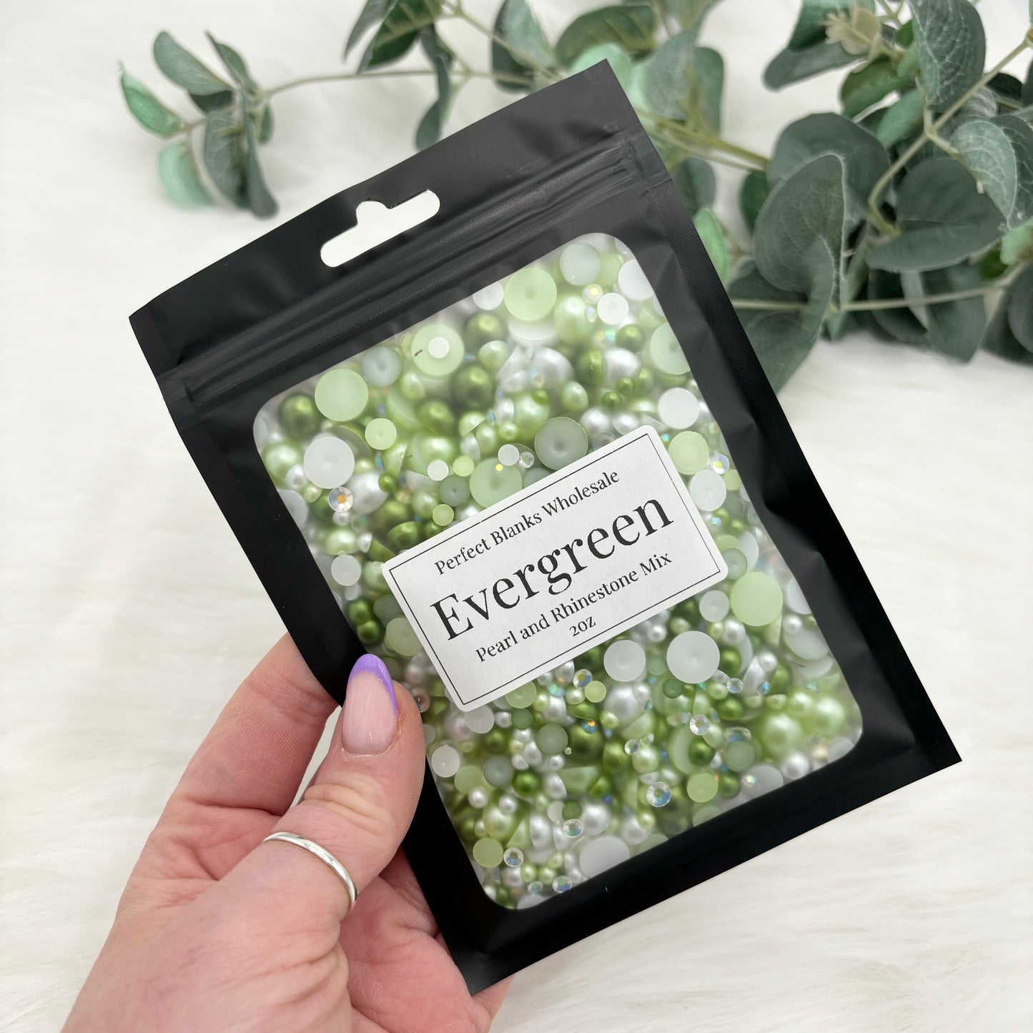 Evergreen - Pearl and Rhinestone mix
