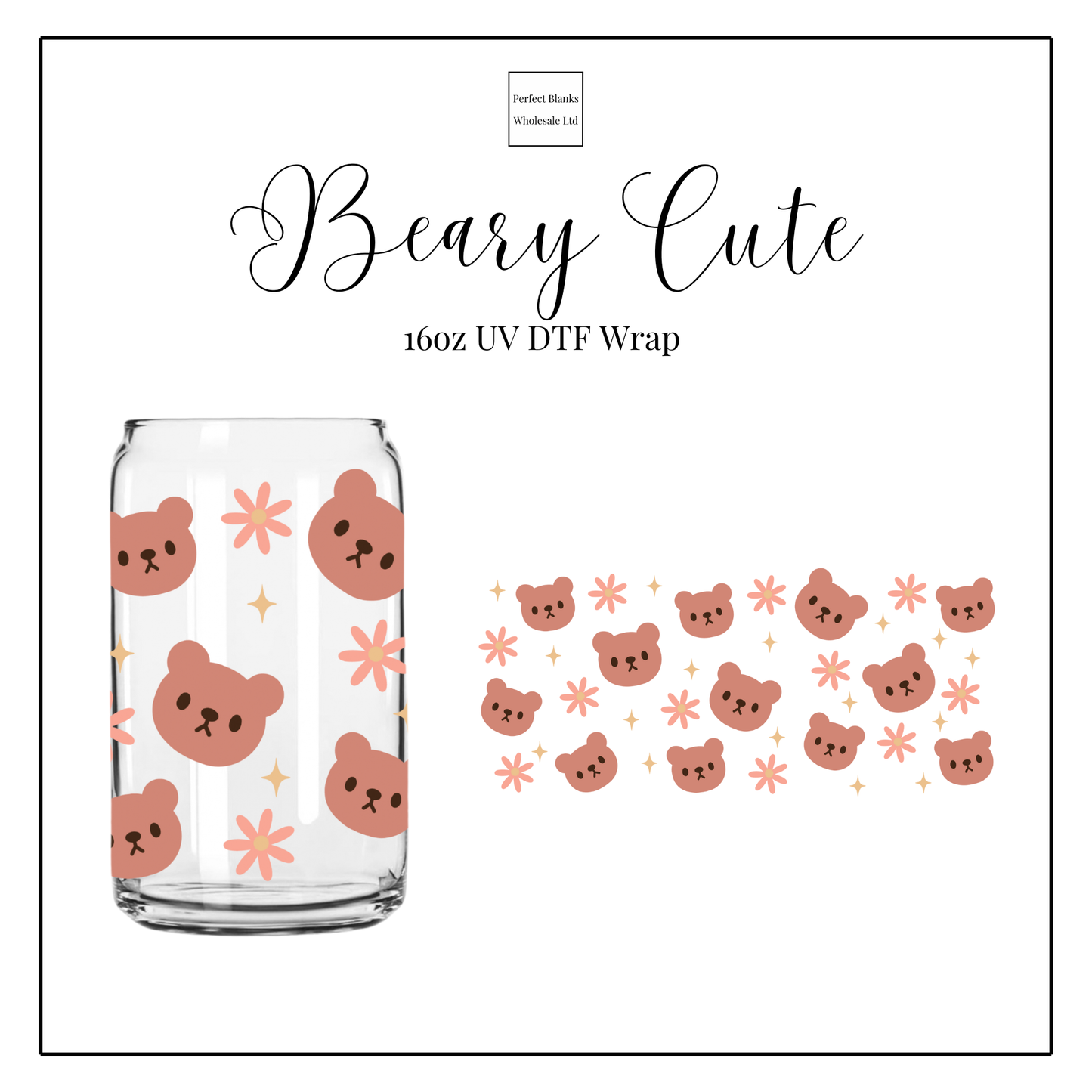 Beary Cute 16oz UVDTF