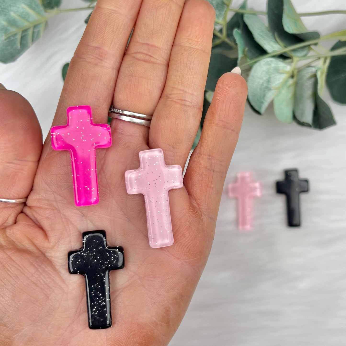 Sparkly Crosses - Pack of 6 Cabochons