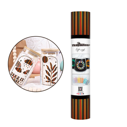 TeckWrap Bubble Free Holographic Brown Glossy Rainbow Adhesive Vinyl