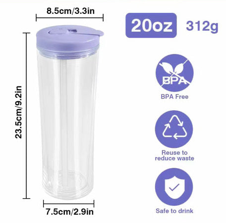 Flip Lid 20oz Double Walled Pre Drilled Tumbler