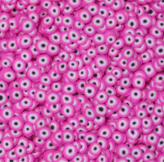 Hot Pink Evil Eye - Polymer Clay Slices 1oz
