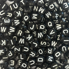 Alphabet Letter Beads - Black - 1oz Bag (approx 200 beads)