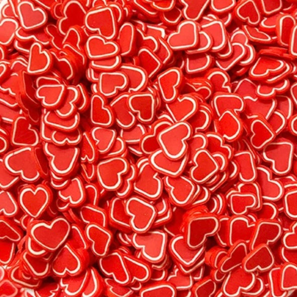 Red Hearts - Polymer Clay Slices 1oz
