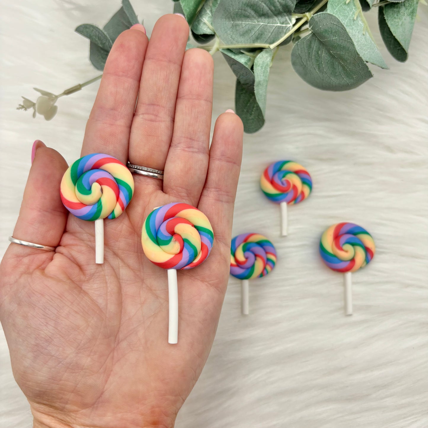Rainbow Lollipops - 5 Pack of Cabochons