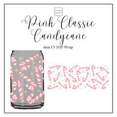 Pink Classic Candy Cane 16oz UVDTF