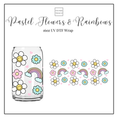 Pastel Flowers & Rainbows 16oz UVDTF