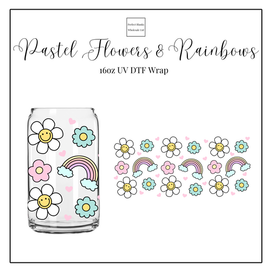 Pastel Flowers & Rainbows 16oz UVDTF