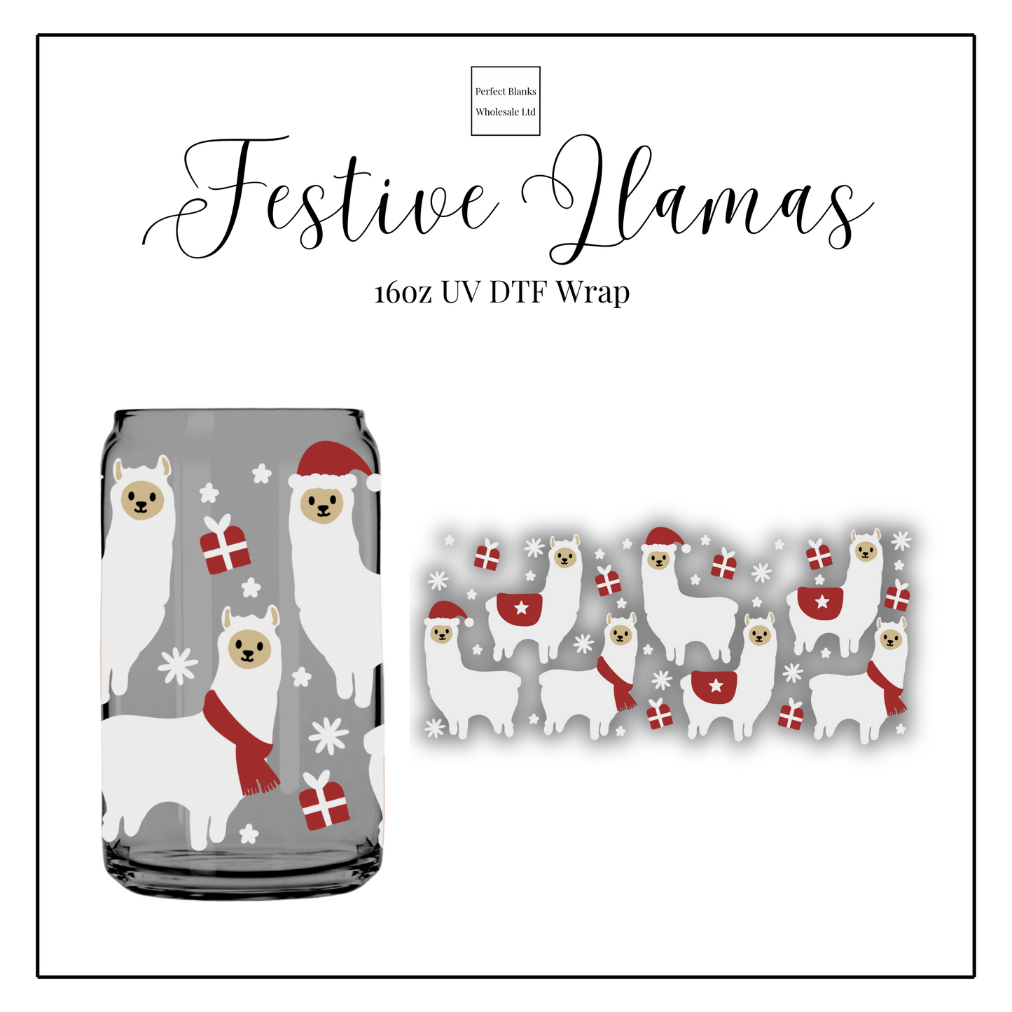 Festive Llamas 16oz UVDTF