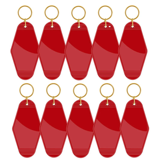TeckWrap Motel Keychains Blanks - Red 10 pack