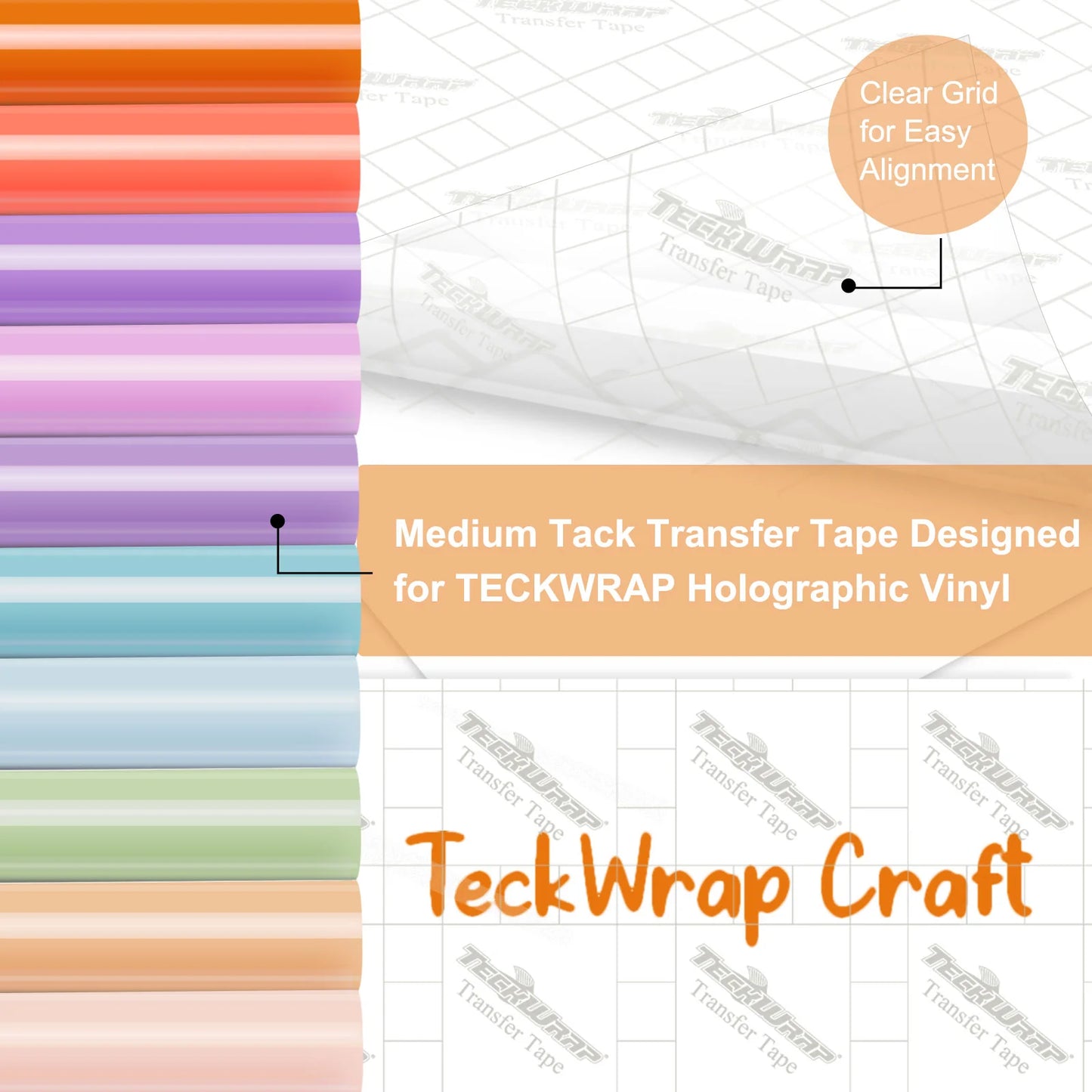 Teckwrap Grey Grid Transfer Tape - 10ft