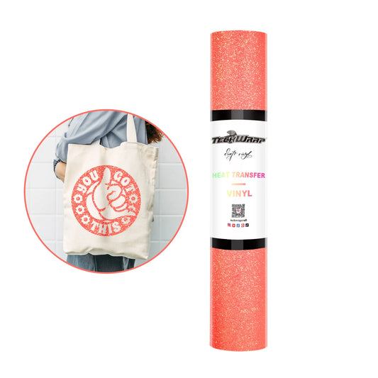 Teckwrap Glitter Neon Peachy HTV - 5ft