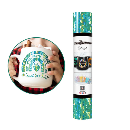 Teckwrap Emerald Green Holographic Glass Flower Adhesive Craft Vinyl - 5ft