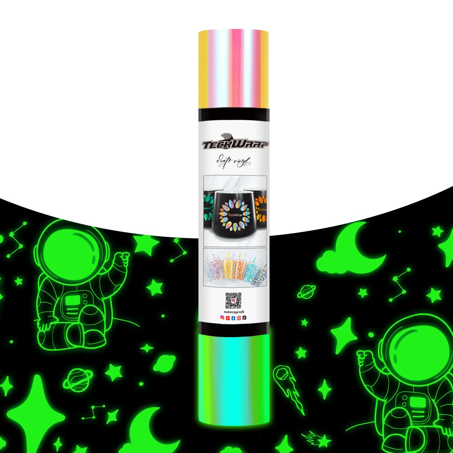 TeckWrap Opal Peach Yellow Pink Glow in the Dark Vinyl