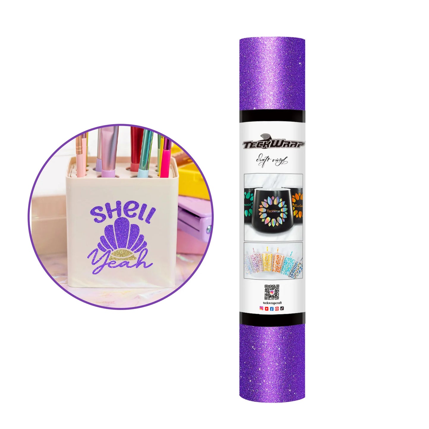 Teckwrap Grape Glitter Adhesive Craft Vinyl - 5ft