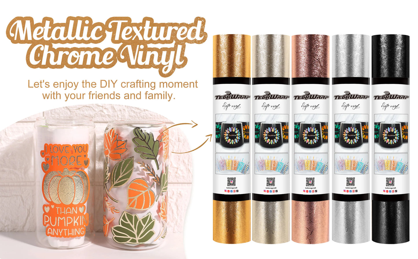 TeckWrap Rose Gold Textured Adhesive Craft Vinyl - 5ft