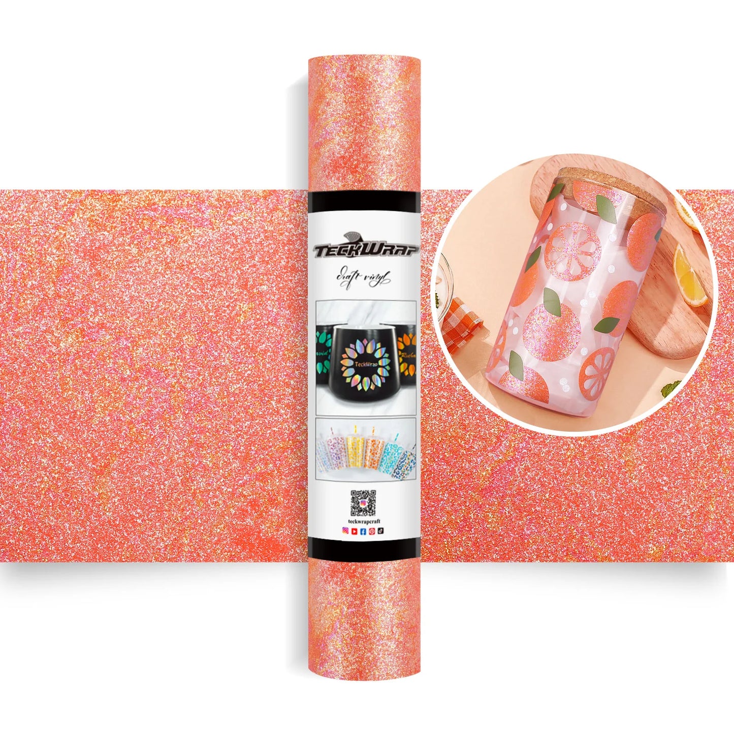 TeckWrap Orange Colorful Pearl Adhesive Vinyl - 5ft
