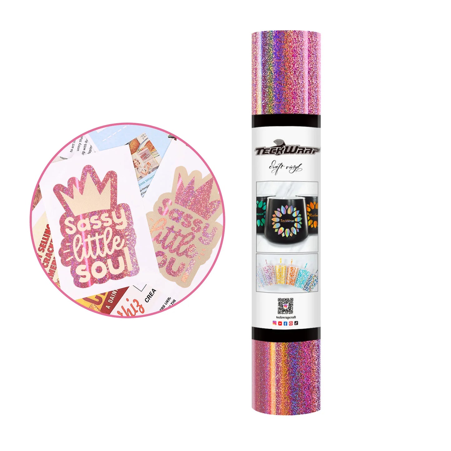 Teckwrap Pink / Rose Gold Glitter Mermaid Adhesive Vinyl - 5ft