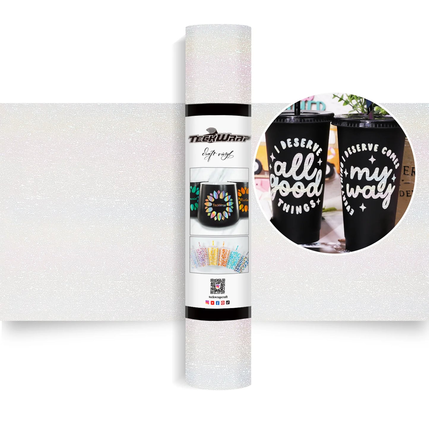 TeckWrap Nebula White Glitter Brush Adhesive Vinyl - 5ft