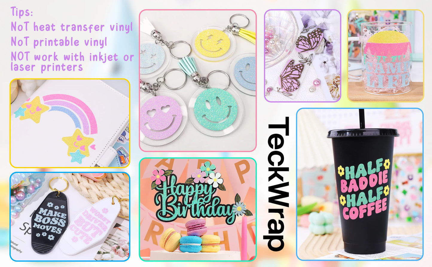 Teckwrap Colourful Shimmer Sheets Pack (7PCS)