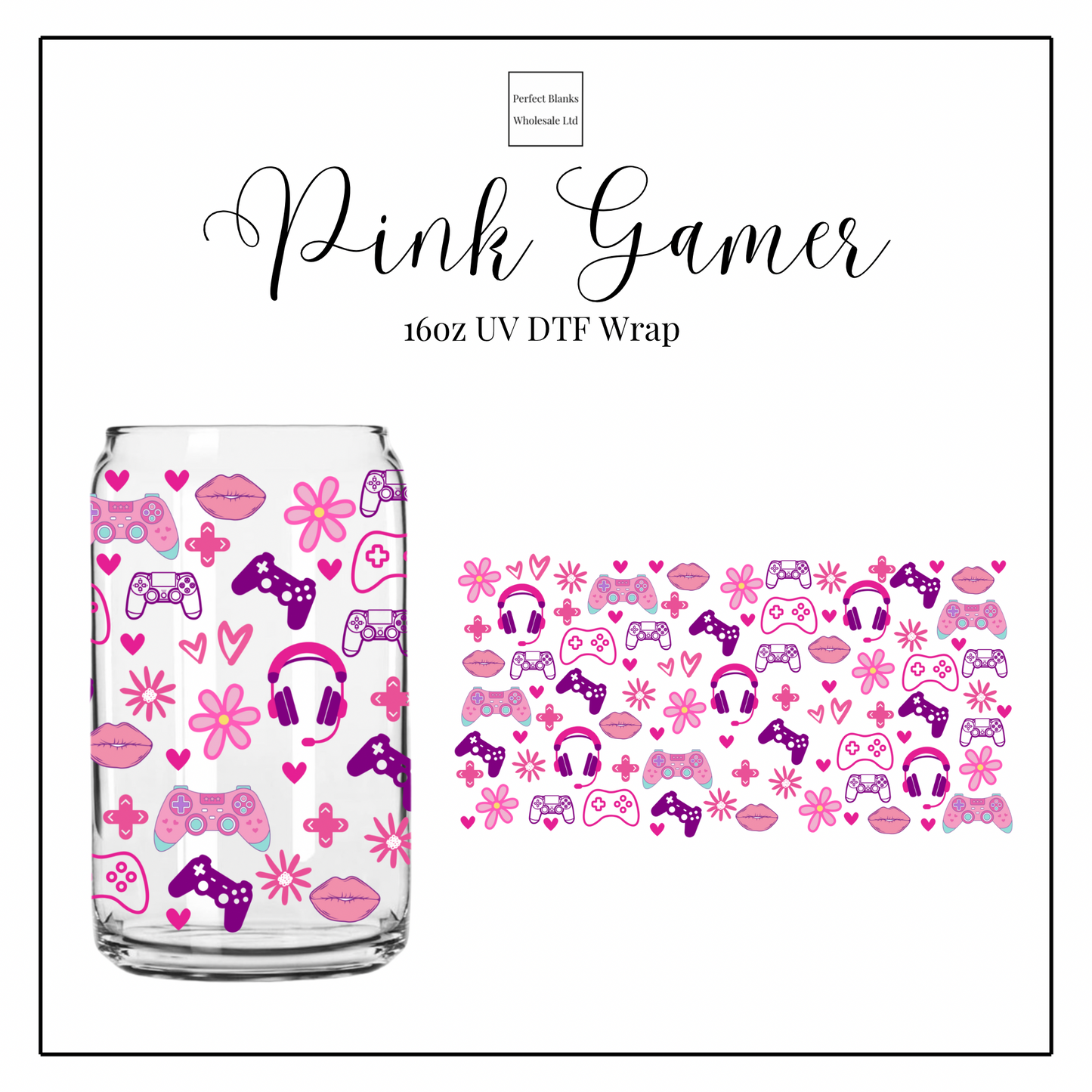 Pink Gamer 16oz UVDTF