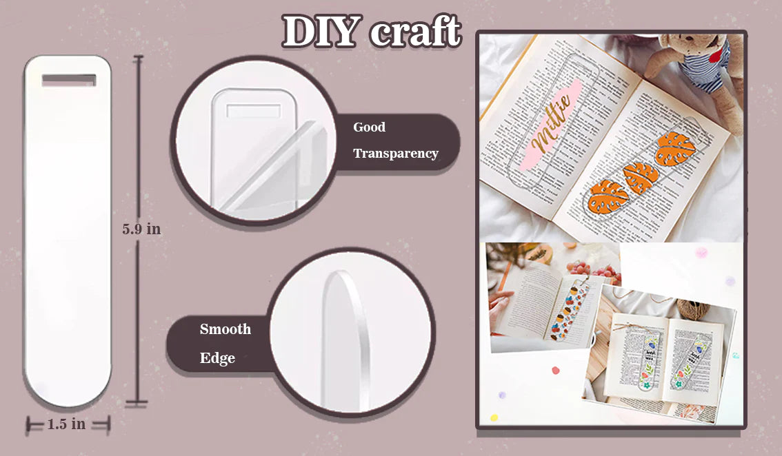 TeckWrap Acrylic Bookmark Blanks - Clear 5 pcs