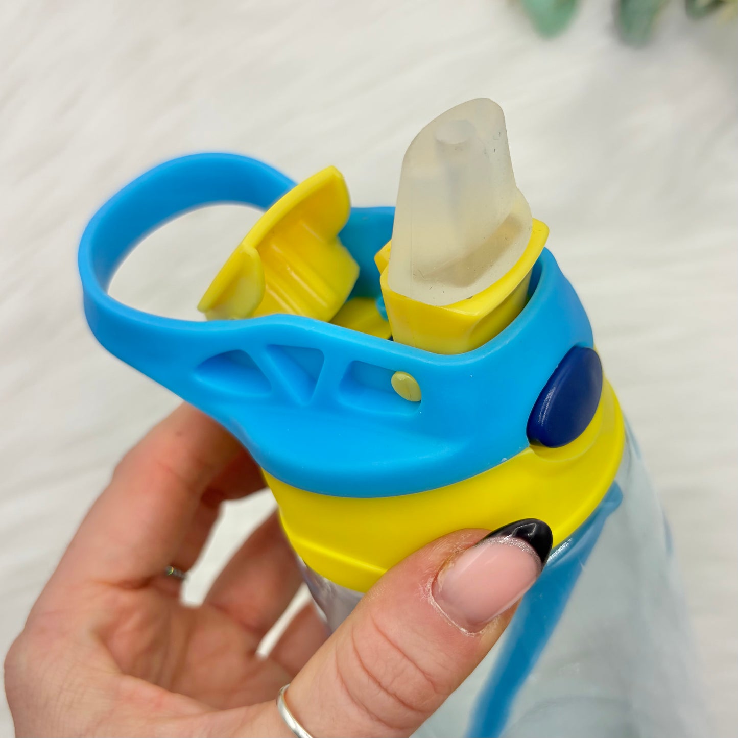 Flip Lid Plastic Water Bottle - Yellow and Blue