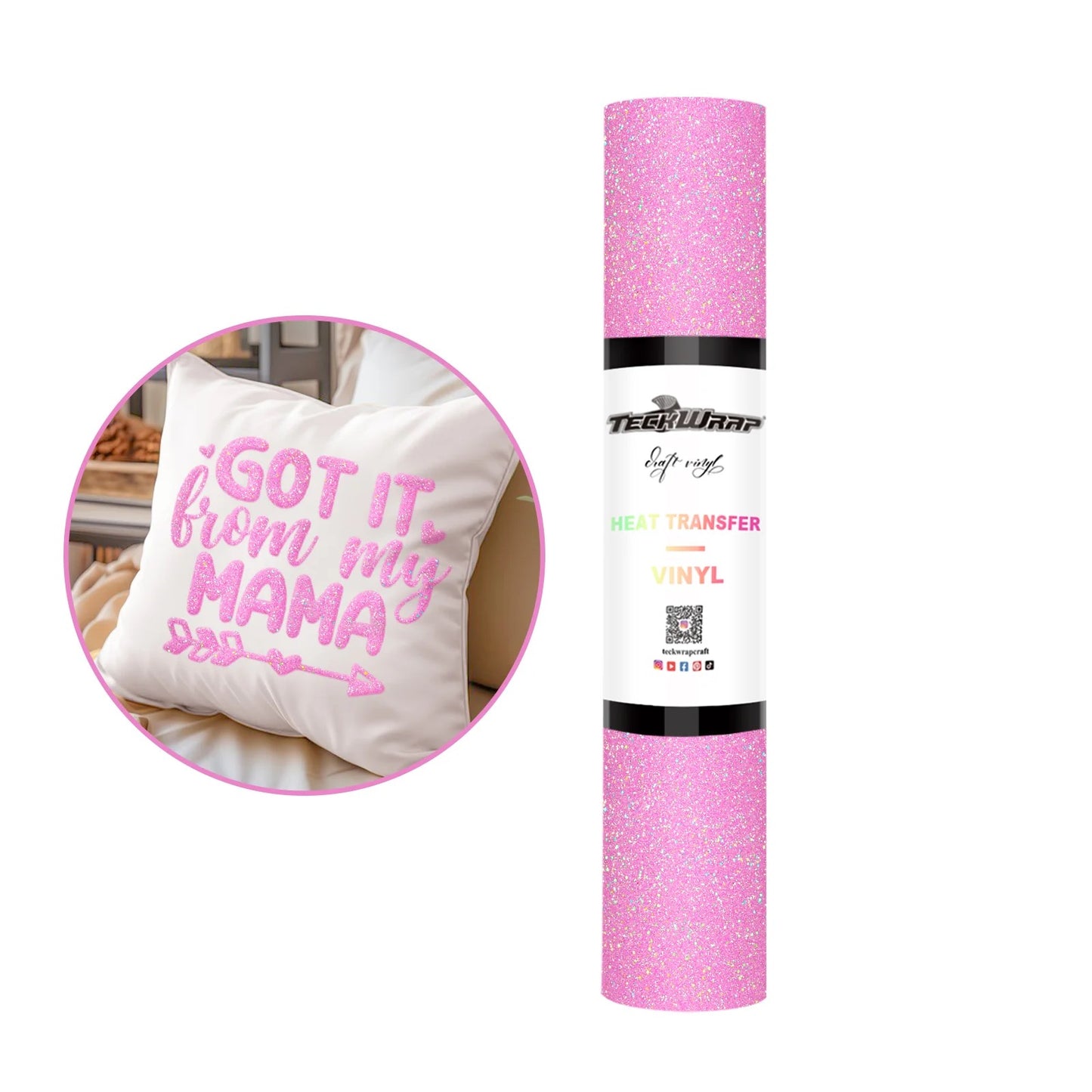 Teckwrap Glitter Lavender Rose 3D Puff Heat Transfer Vinyl - 5ft