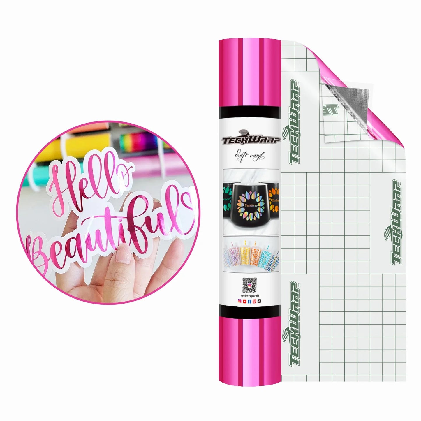 Teckwrap Royal Pink Bubble Free Mirror Chrome Adhesive Vinyl