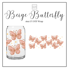 Beige Butterfly 16oz UVDTF