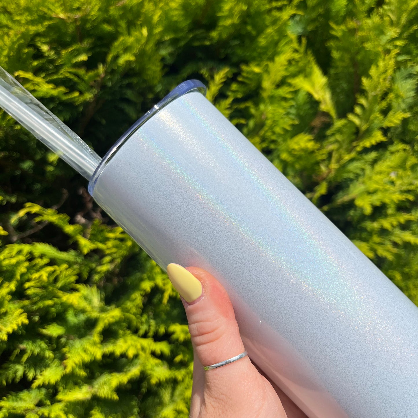 20oz Sublimation Straight Skinny Tumbler - White Shimmer