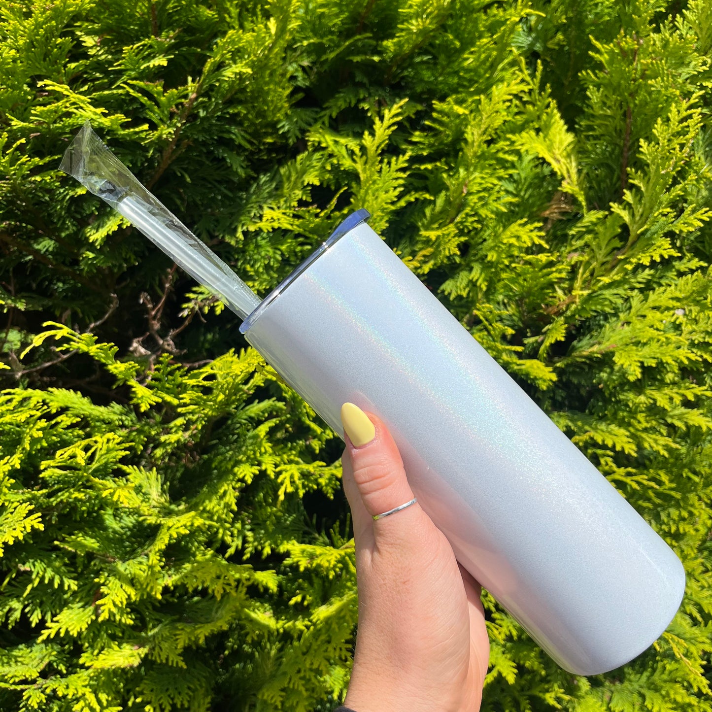 20oz Sublimation Straight Skinny Tumbler - White Shimmer