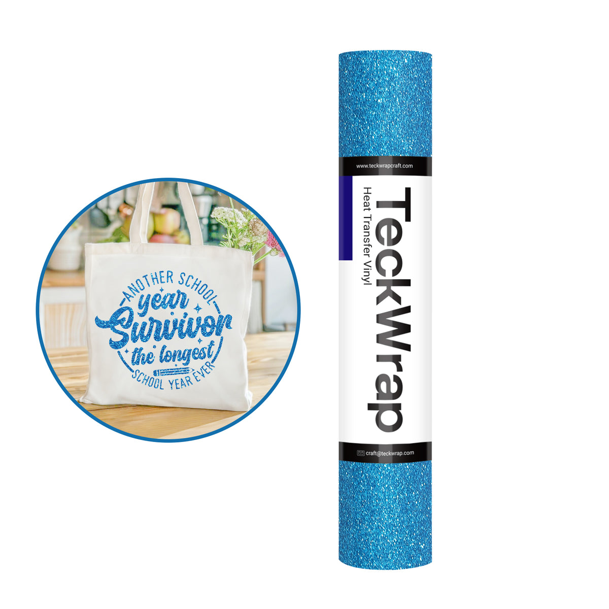 Teckwrap Fancy Glitter Blue HTV - 5ft