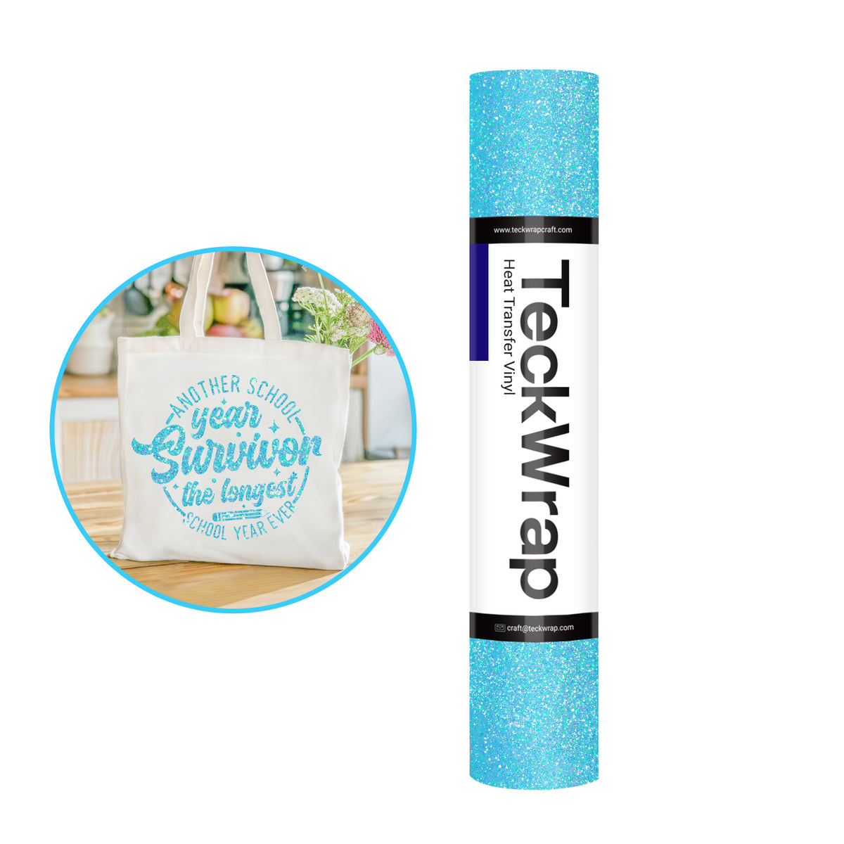 Teckwrap Fancy Glitter Ice Blue HTV - 5ft