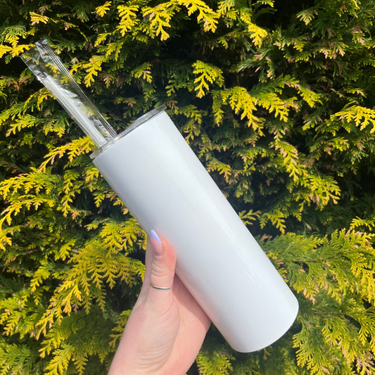20oz Sublimation Straight  Skinny Tumbler - White