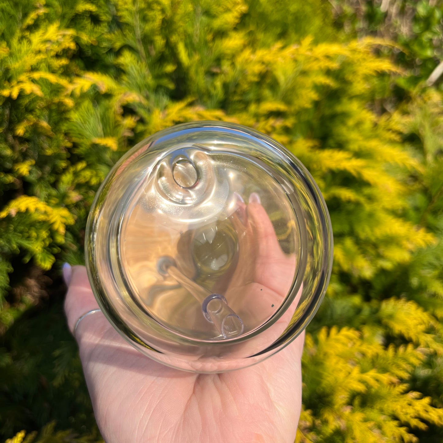 15oz Double Walled Snowglobe Glass Can - WITH STOPPER