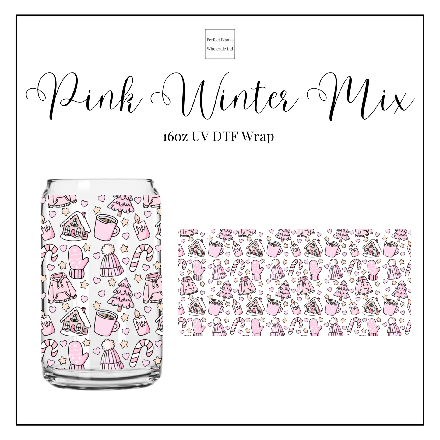 Pink Winter Mix 16oz UV DTF