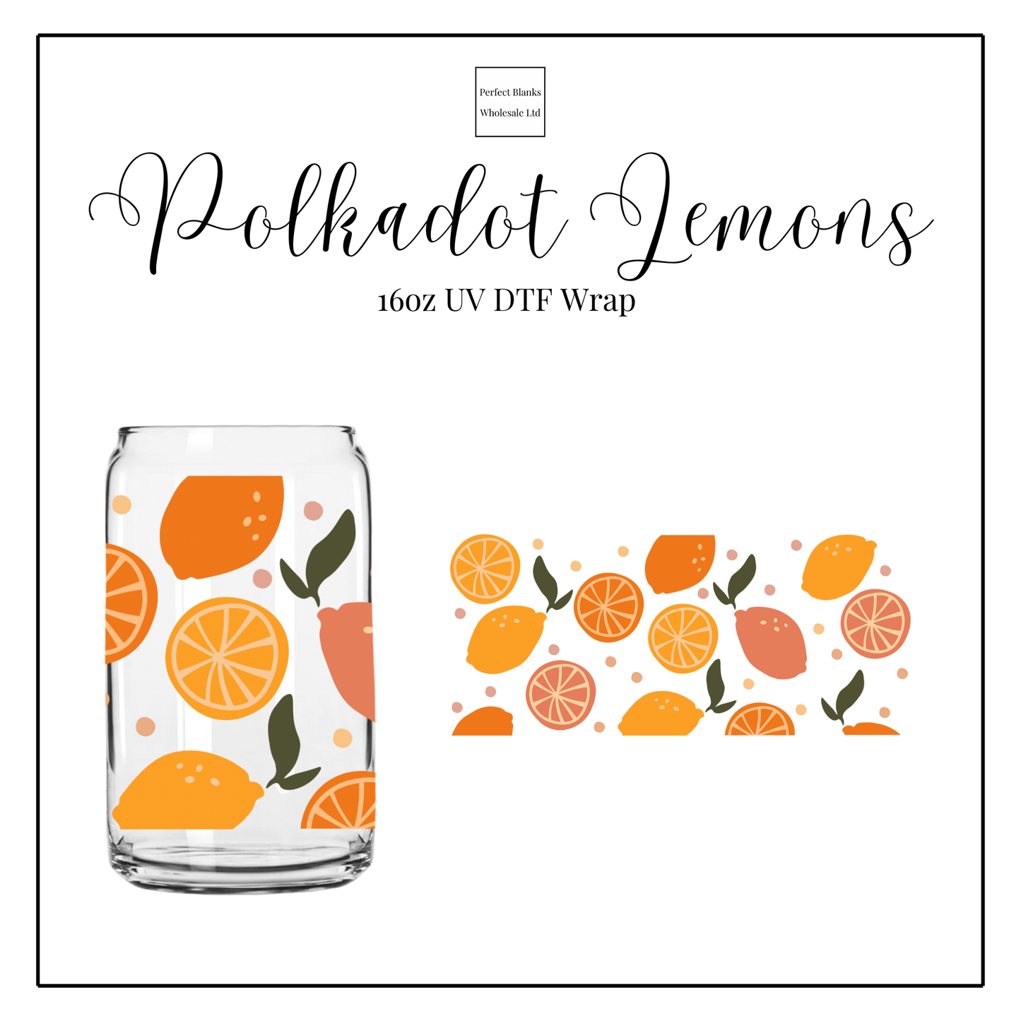 Polkadot Lemons 16oz UV DTF