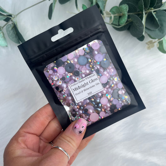 Midnight Glow - Pearl and Rhinestone mix