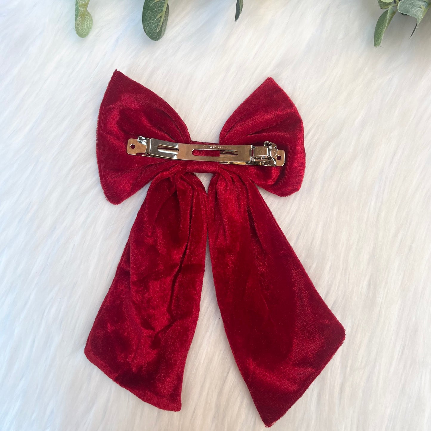 Red Velvet Bow Hair Clip