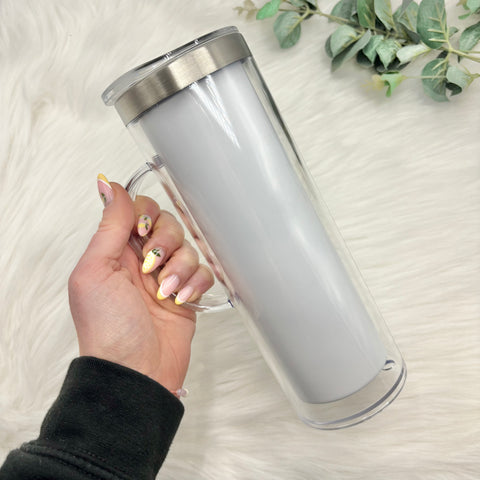 20oz Sublimation Stainless Steel Snowglobe Tumbler With Handle